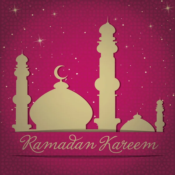 Zlatou mešitu a hvězdy "Ramadán kareem" (štědrý Ramadán) karta — Stock fotografie