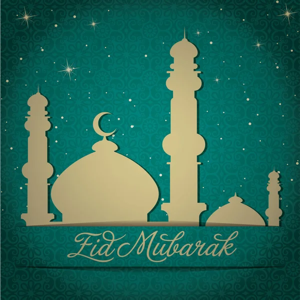 Altın Camii ve yıldız "Ramazan kareem" (cömert Ramazan) kartı — Stok fotoğraf
