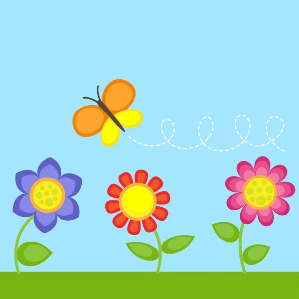 Fleurs et papillons — Image vectorielle