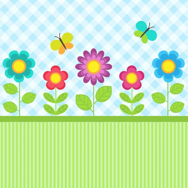 Çiçekler ve Kelebekler — Stok Vektör