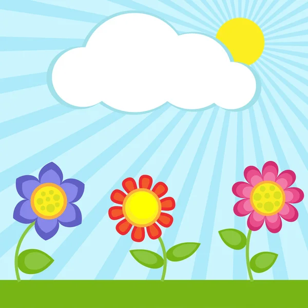 Flowers and cloud — Stock Vector