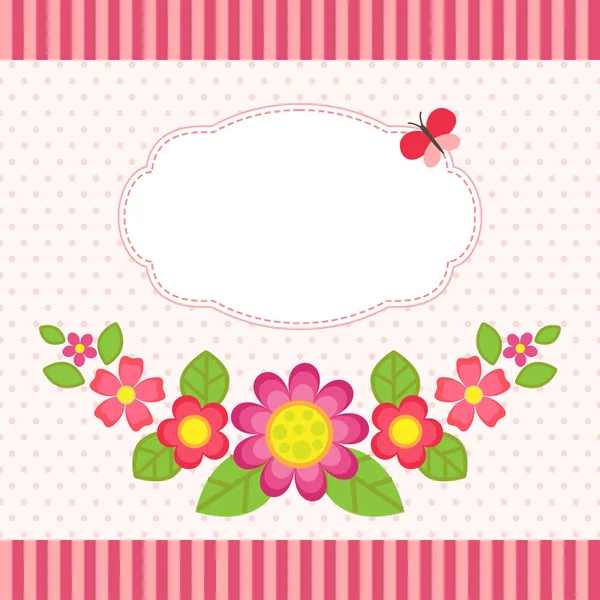 Floral κάρτα με ένα πλαίσιο — Διανυσματικό Αρχείο