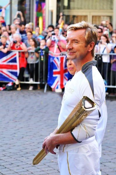 Relé da tocha olímpica de Londres 2012 — Fotografia de Stock