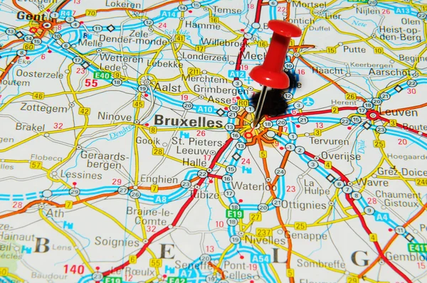 布鲁塞尔地图 — 图库照片