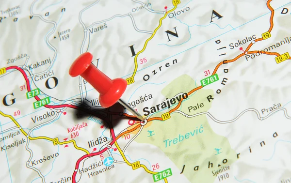 Sarajevo sur la carte — Photo