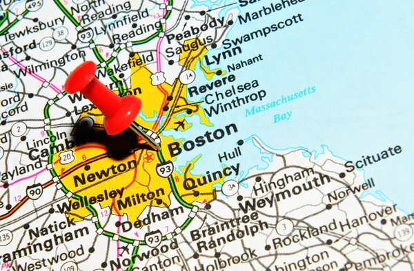 Boston City Auf der Karte — Stockfoto