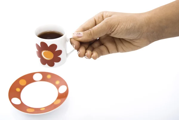 Xícara de chá segurar nas mãos — Fotografia de Stock