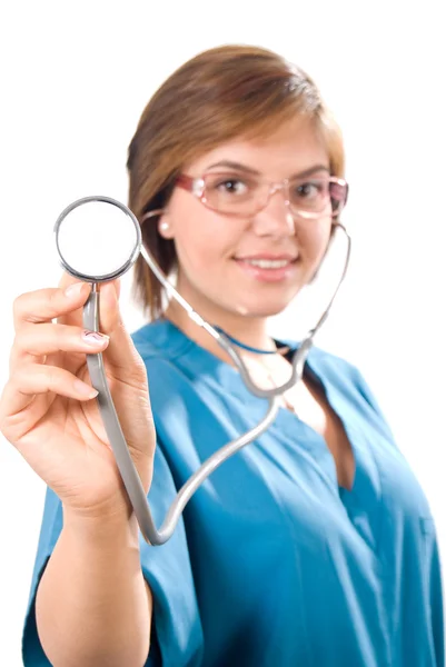 Genç doktor doktor stetoskop ile — Stok fotoğraf