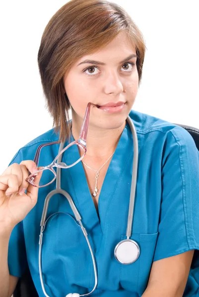 Young medic doctor thinking — Stock Photo, Image
