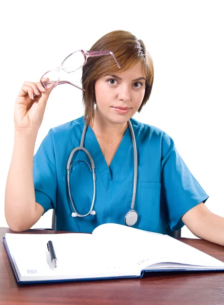 Young medic doctor thinking — Stock Photo, Image