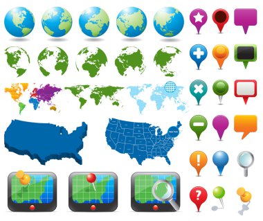 Map and Navigation Icons clipart