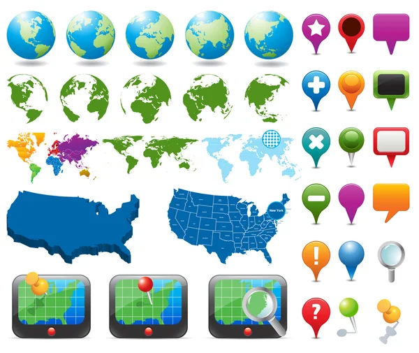 Карта и навигационные иконки Векторная Графика