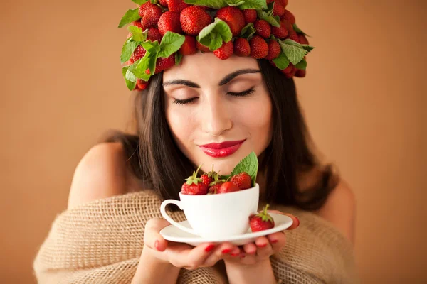 Strawberry girl — Stock Photo, Image