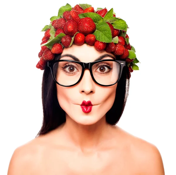 Erdbeer-Mädchen — Stockfoto