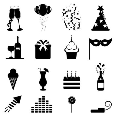 Party and celebration icons clipart