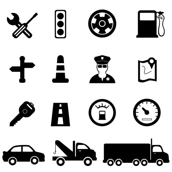Icone di guida e traffico — Vettoriale Stock