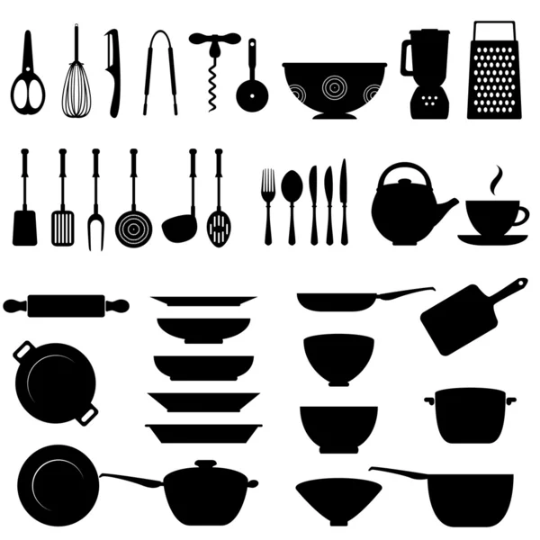 Utensilio de cocina icono conjunto — Archivo Imágenes Vectoriales