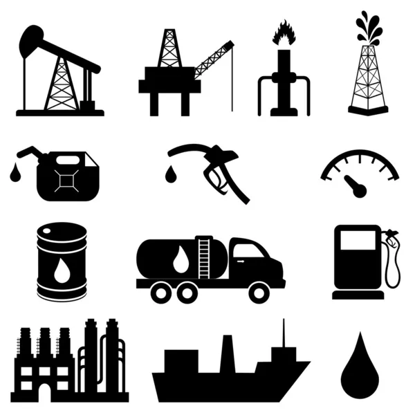 Conjunto de ícones da indústria do petróleo — Vetor de Stock