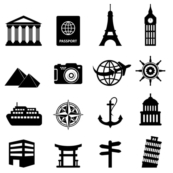Voyages et tourisme Icônes — Image vectorielle