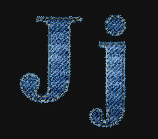Lettres vectorielles en tissu jean — Image vectorielle