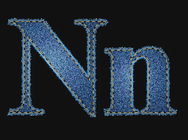 Lettres vectorielles en tissu jean — Image vectorielle