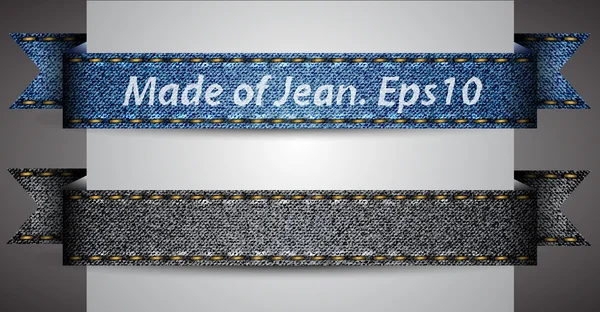 Made of jean, vector ribbon — Stock Vector