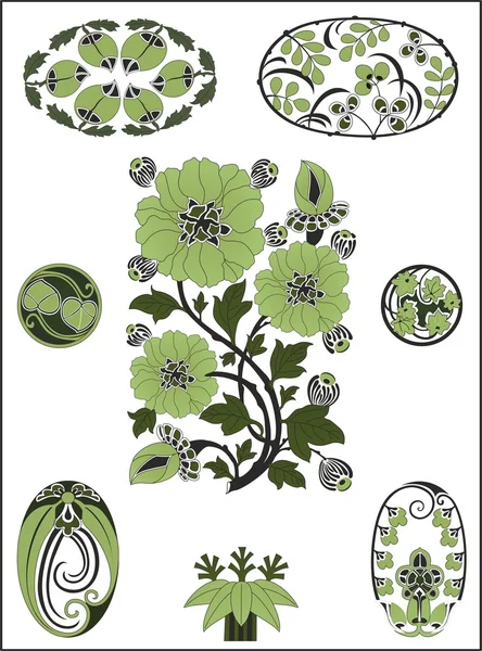 Art Nouveau - flower pattern — Stock Vector
