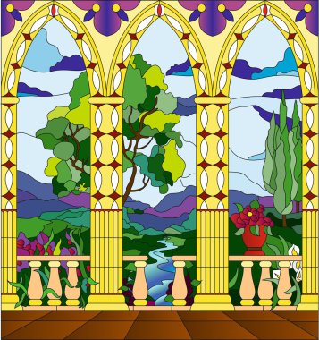 Stained glass window - castle trieste clipart