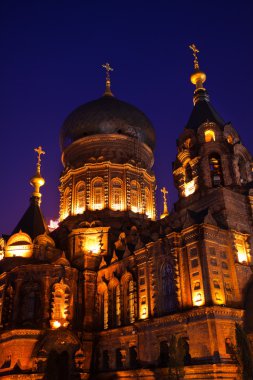 Aziz Sofya Rus Ortodoks Kilisesi kubbe ayrıntıları harbin Çin