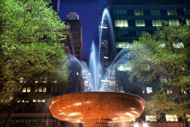 Bryant park new York'ta gece çeşme