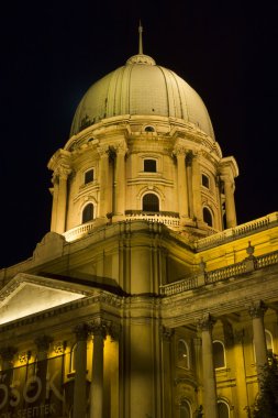 Royal palace cupola at night, budapest clipart