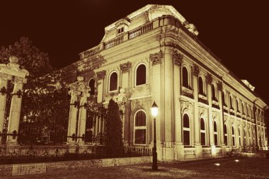 Shot of night Buda Castle in Budapest clipart