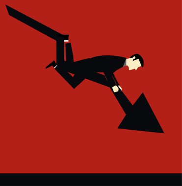 Businessman Falling Chart clipart