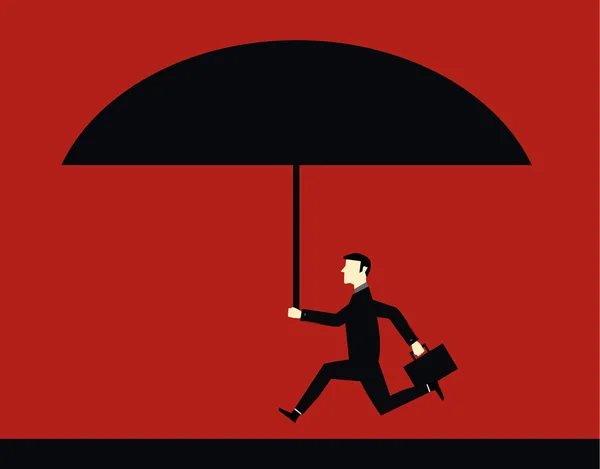 Businessman Big Umbrella — Stock Vector