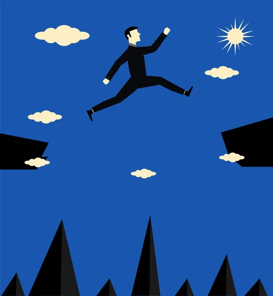 Businessman Jump Risk — Stock Vector