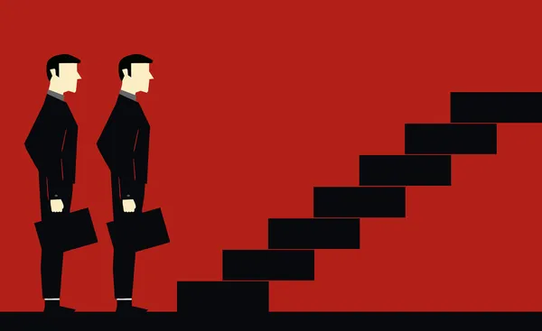 Escada de homem de negócios à espera — Vetor de Stock