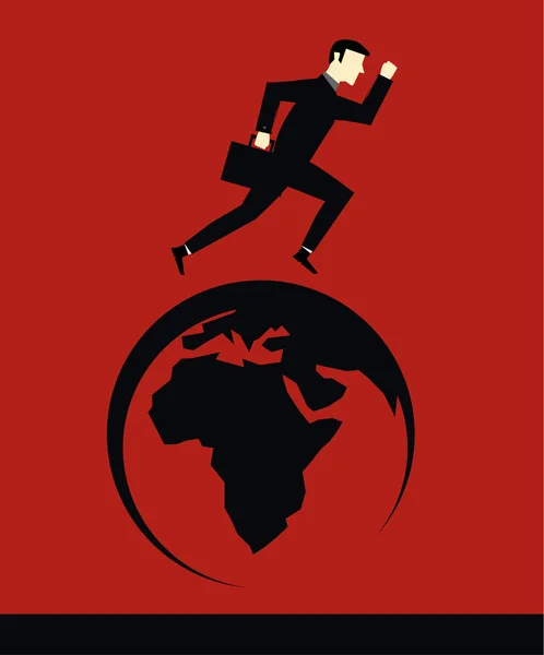 Homme d'affaires courir le monde — Image vectorielle
