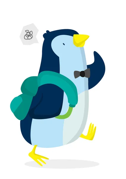 Pingouin aller à l'école — Image vectorielle