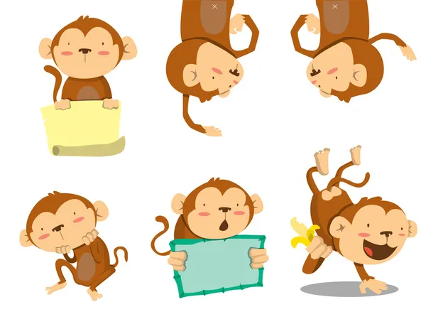 Conjunto de macacos — Vetor de Stock