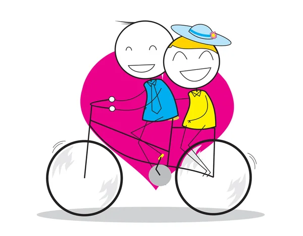 Couple vélo — Image vectorielle