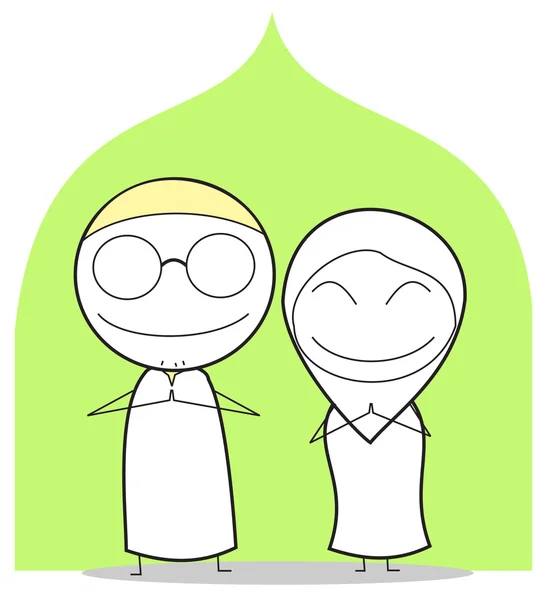 Felice coppia musulmana — Vettoriale Stock