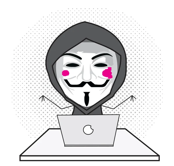 Hacker Anonimous organizasyon maskesi — Stok Vektör