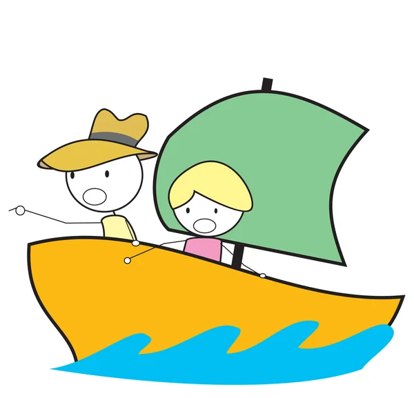 Kid barca avventura — Vettoriale Stock