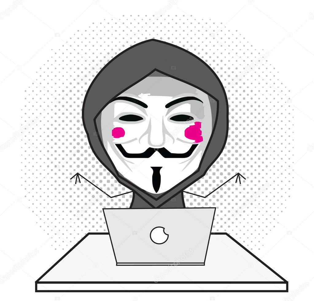 Hacker Anonimous organisation mask Stock Vector by ©redrockerz99