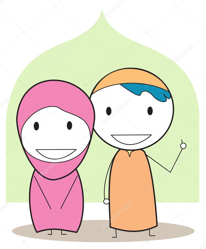 Stock Illustration Muslim Kids