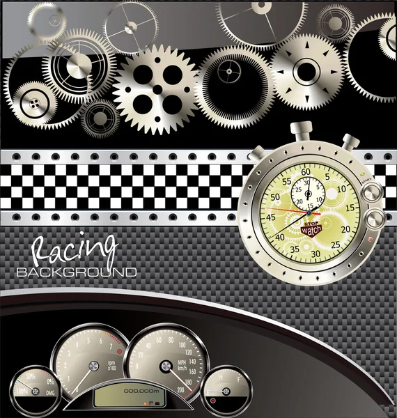 Vector de carreras fondo vintage con tacómetro de velocidad — Archivo Imágenes Vectoriales