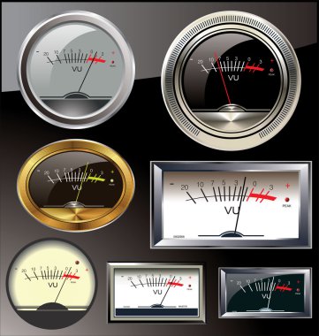 Set of 6 different vu meters clipart