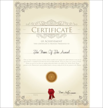 Vector illustration of detailed certificate clipart