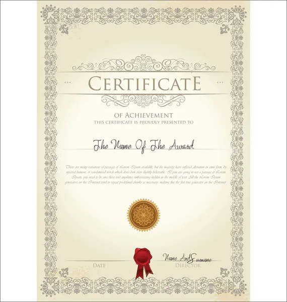 Vector illustration of detailed certificate Royalty Free Stock Illustrations