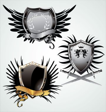 Shield with wings clipart